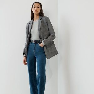 Everlane Supima Micro-Rib Long-Sleeve Crew Top Gray